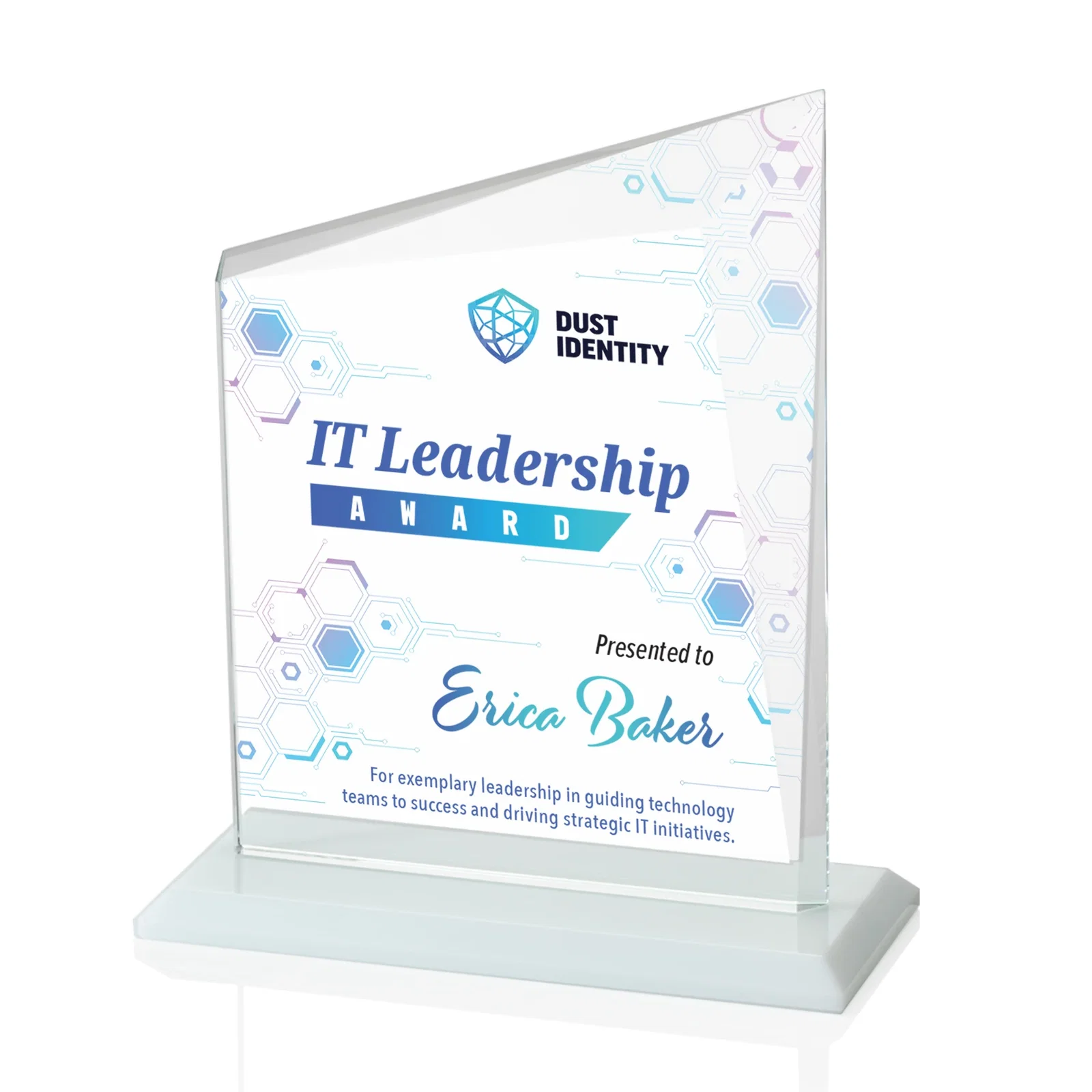 Customized Starfire Crystal Peak Panel Award with Beveled Frame, awards for service anniversary gifts
