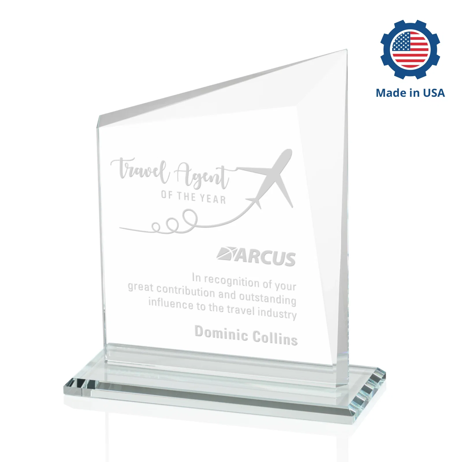 Customized Starfire Crystal Peak Panel Award with Beveled Frame, awards for team milestone celebrations