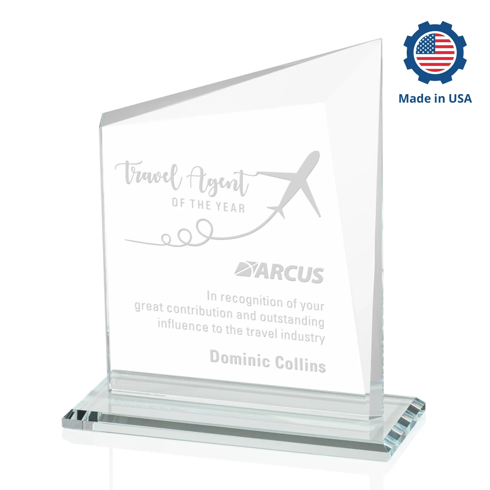 Customized Starfire Crystal Peak Panel Award with Beveled Frame, awards for graduation ceremonies