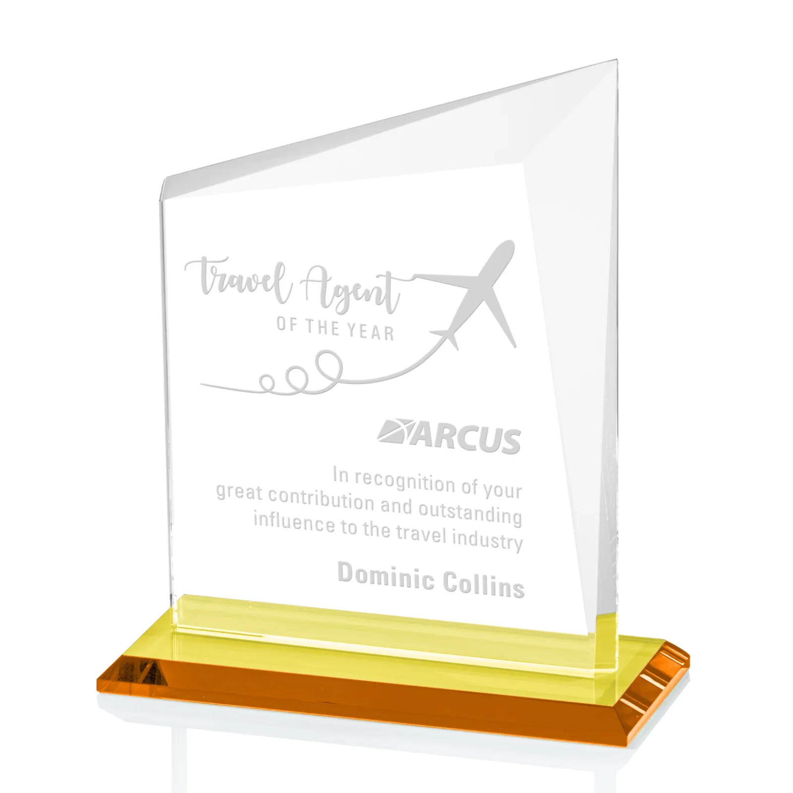 Custom Starfire Crystal Peak Panel Award with Beveled Frame, awards for graduation ceremonies