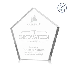 Starfire Crystal Pentagon Award With Precision-Cut Edges