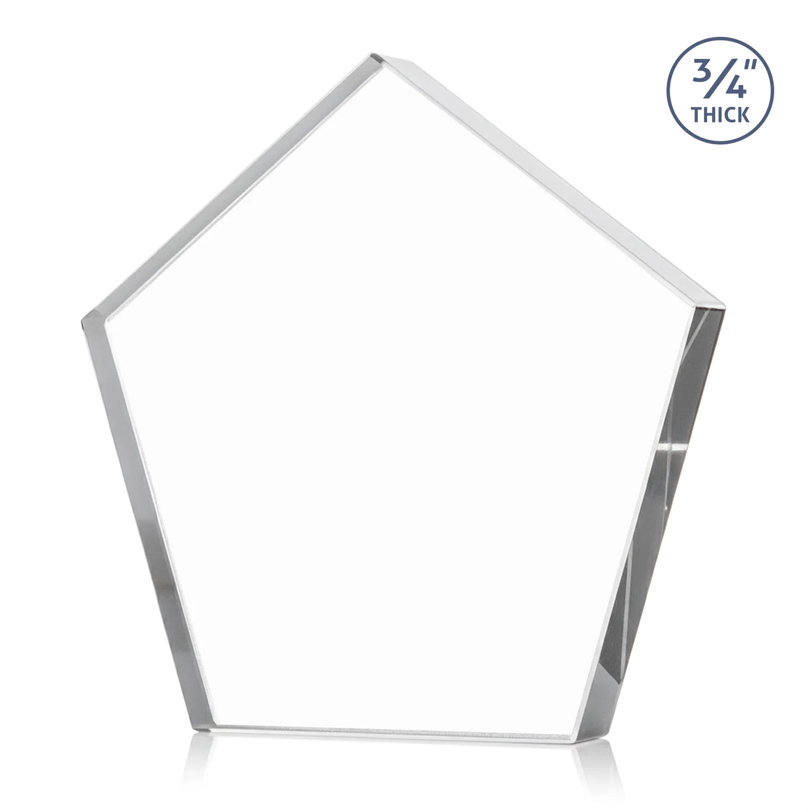 Custom printed Starfire Crystal Pentagon Award With Precision-Cut Edges, desk awards for graduation ceremonies