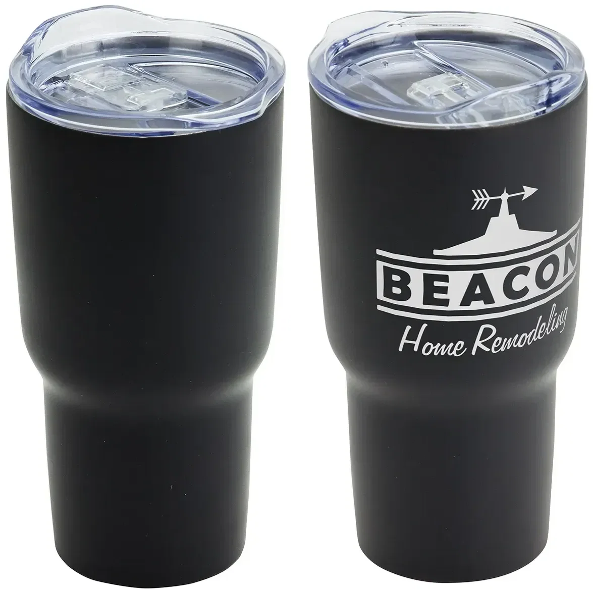 Custom logo Belmont 30 oz travel tumbler, tapered base close-up