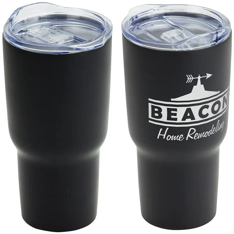 Custom logo Belmont 30 oz travel tumbler, tapered base close-up