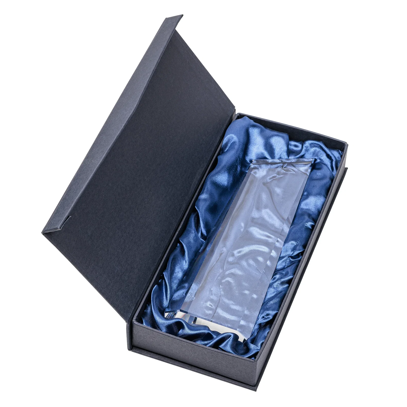 Custom Optical Crystal Deep-Bevel Slant-Top Tower Award - Belmont for retirement presentations