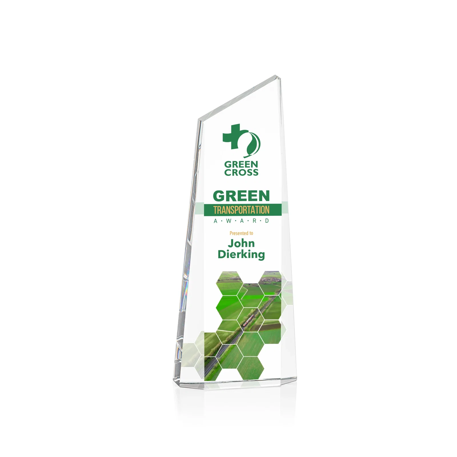 Custom Optical Crystal Deep-Bevel Slant-Top Tower Award - Belmont for donor appreciation