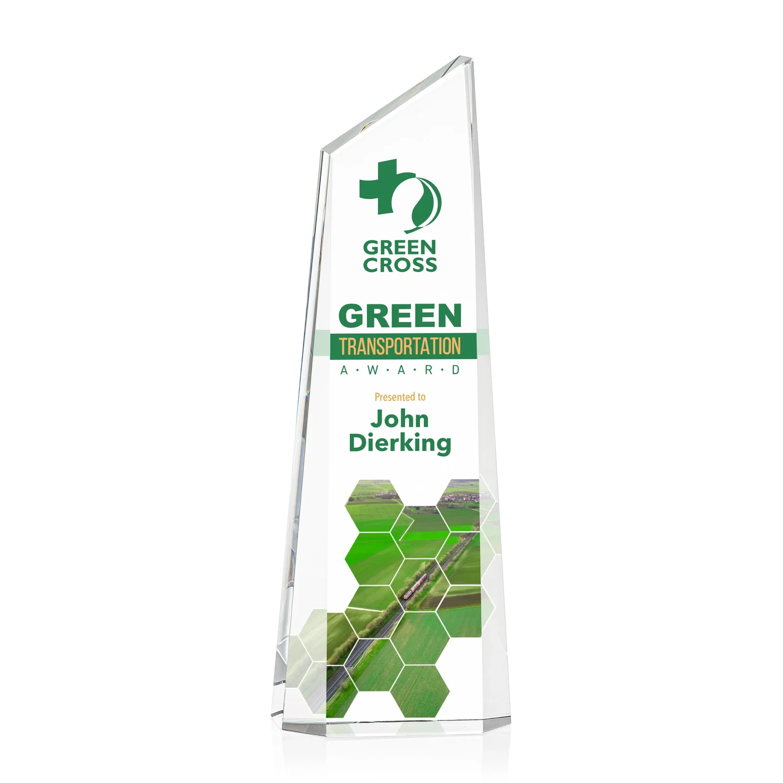 Custom Optical Crystal Deep-Bevel Slant-Top Tower Award - Belmont for safety achievement programs