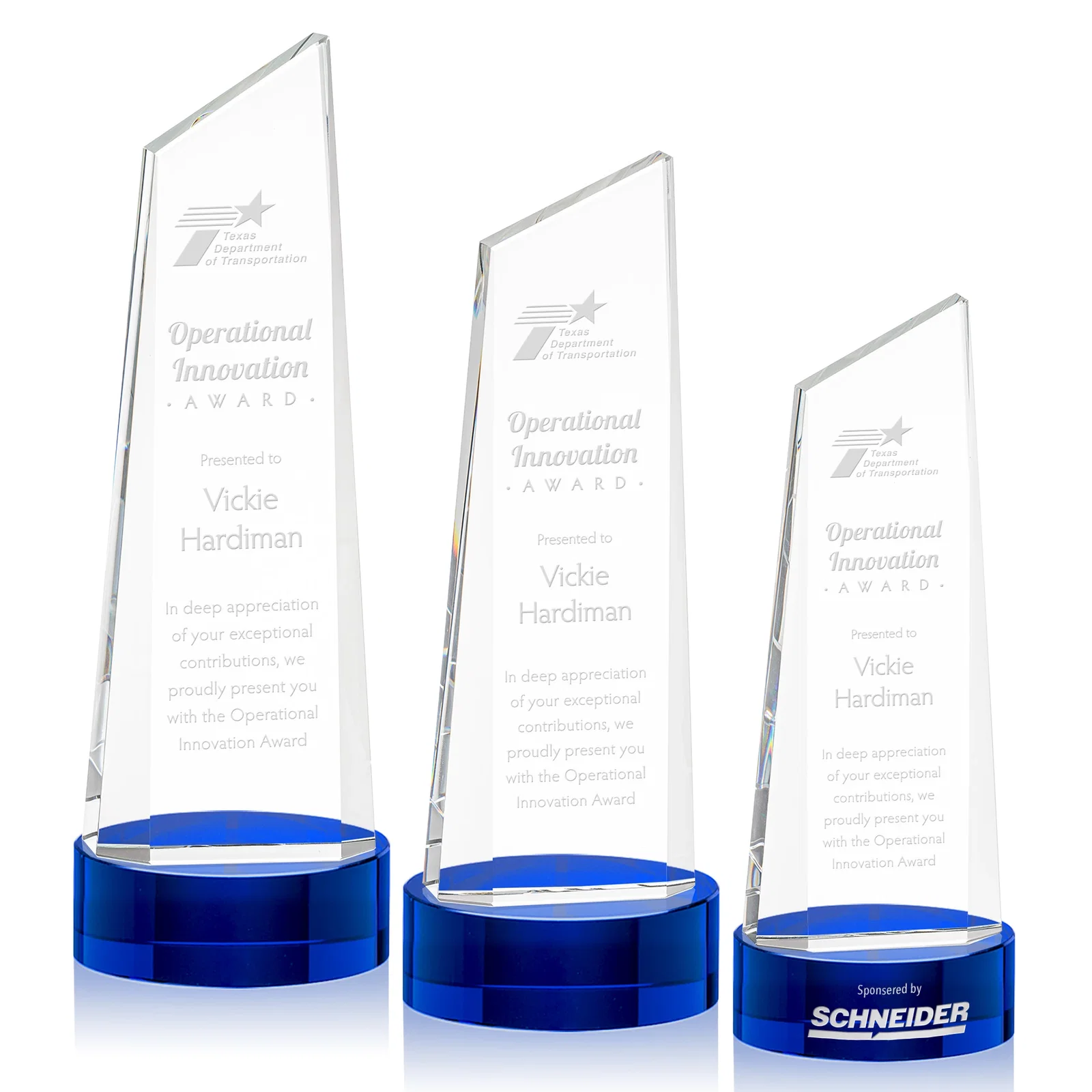 Personalized Optical Crystal Tower Award with Slanted Top for corporate award ceremonies