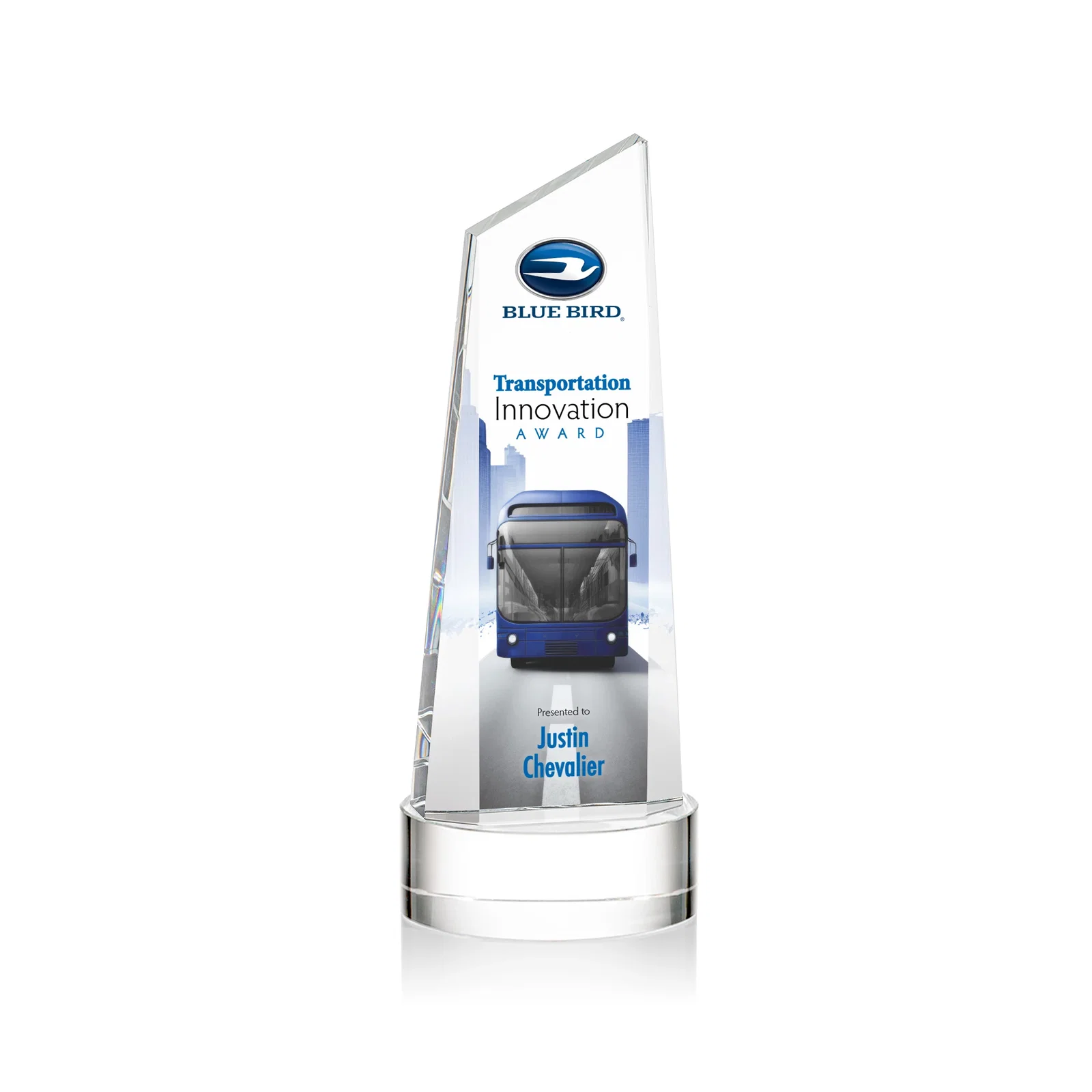 Personalized Optical Crystal Tower Award with Slanted Top for donor appreciation