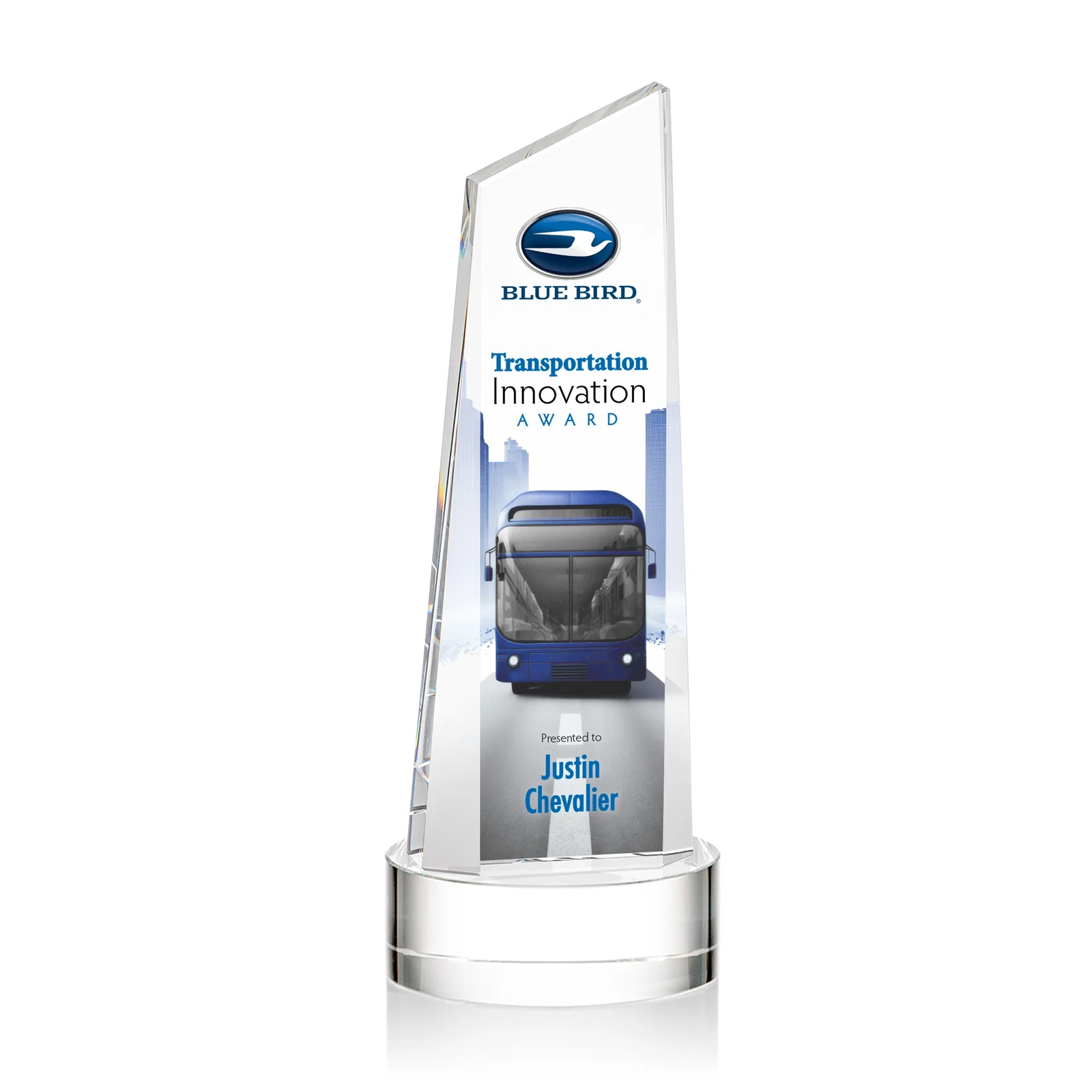 Personalized Optical Crystal Tower Award with Slanted Top for graduation ceremonies