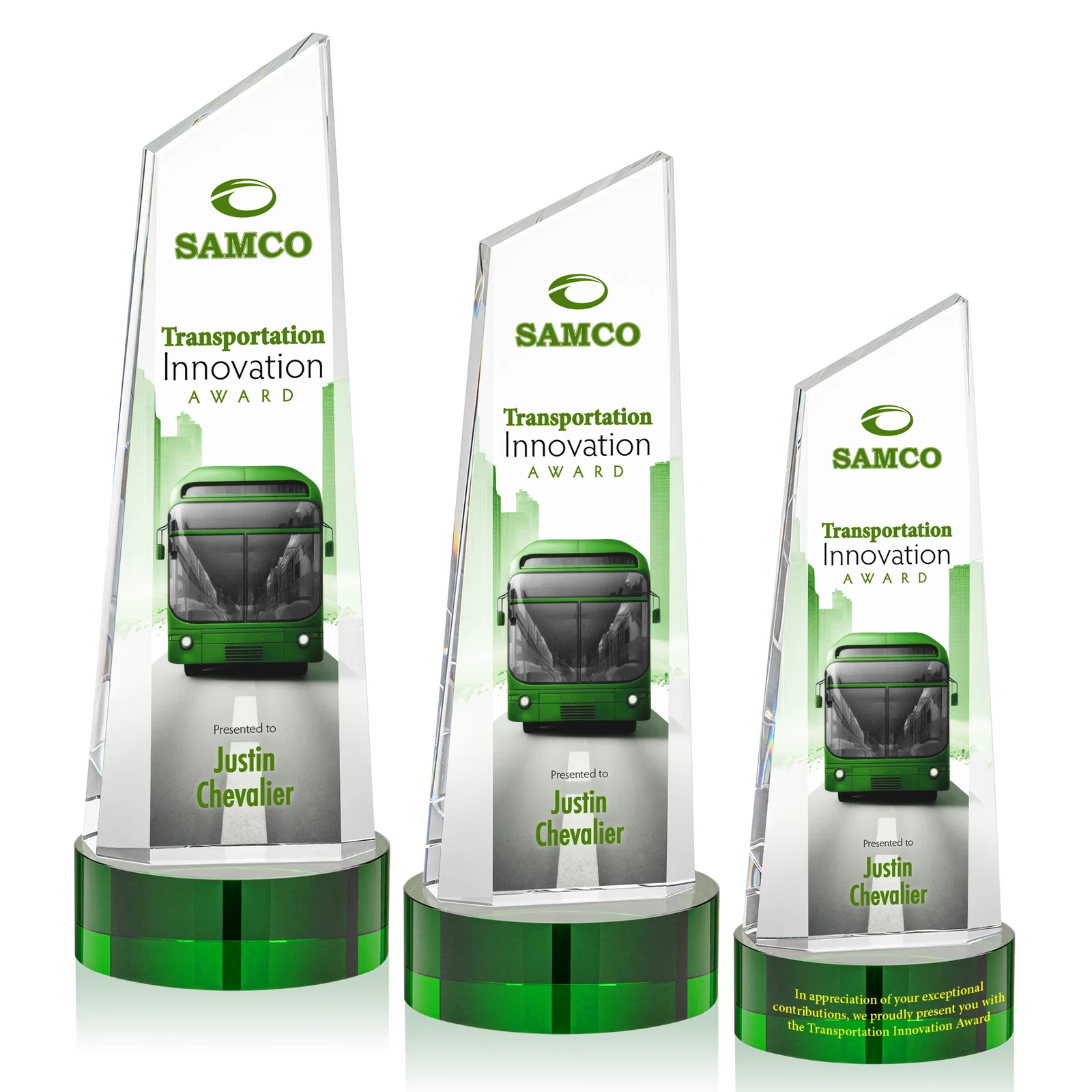 Personalized Optical Crystal Tower Award with Slanted Top for volunteer appreciation