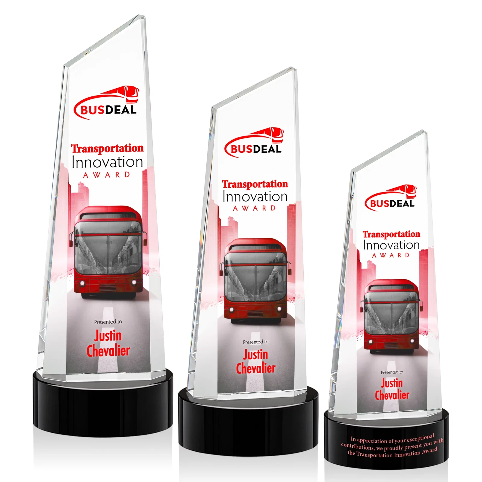 Promotional Optical Crystal Tower Award with Slanted Top for corporate award ceremonies