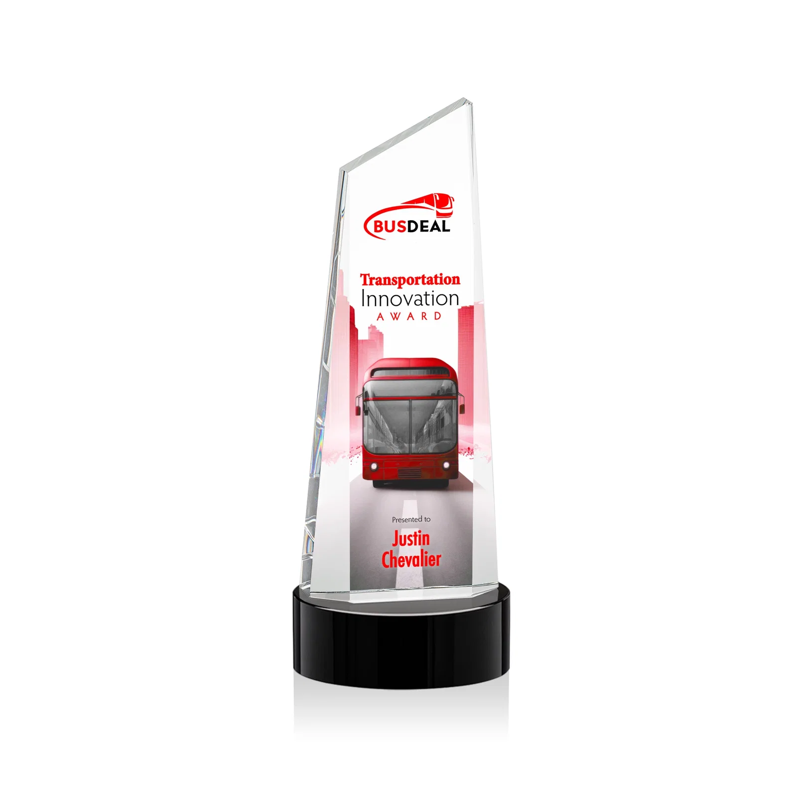 Promotional Optical Crystal Tower Award with Slanted Top for service anniversary gifts