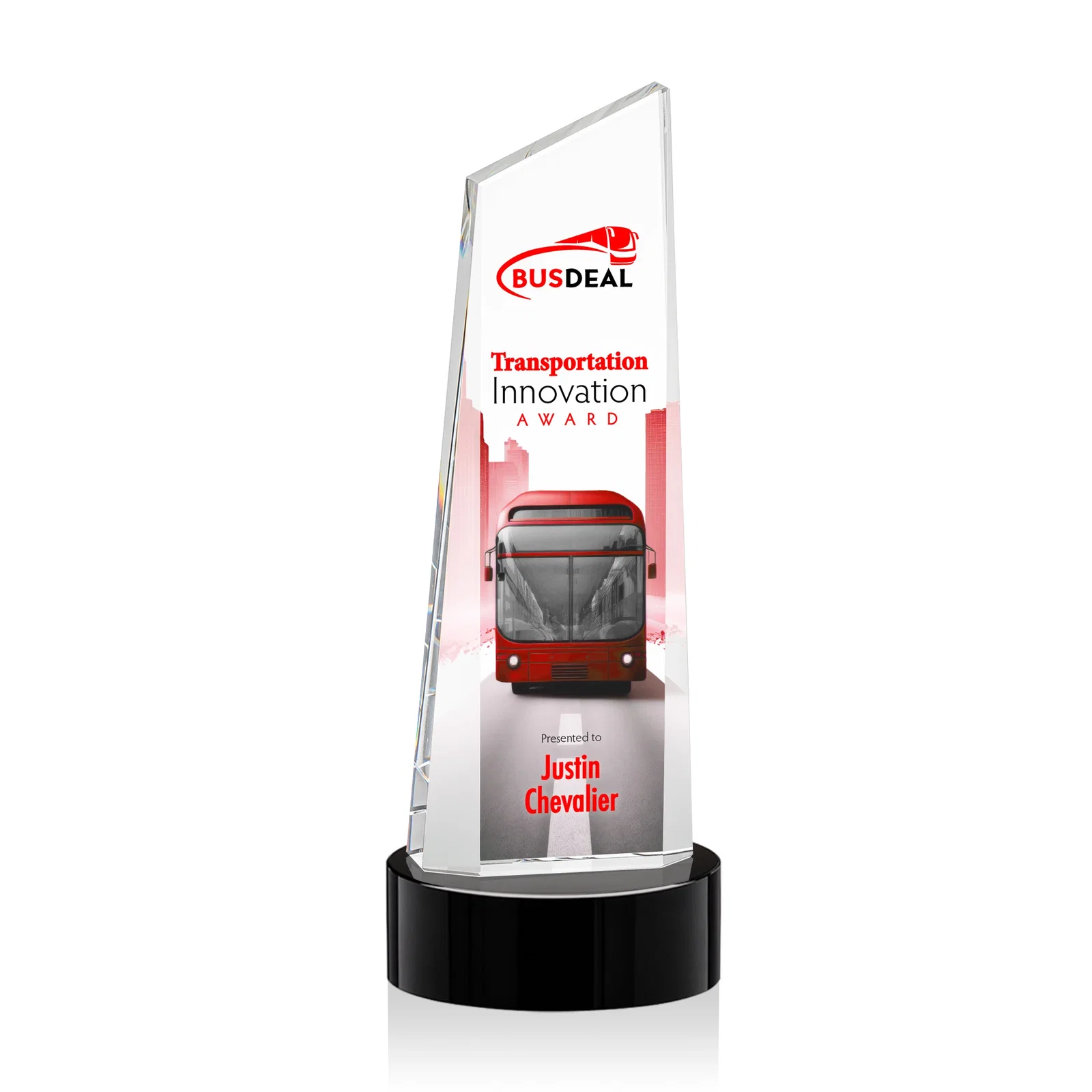 Promotional Optical Crystal Tower Award with Slanted Top for sales achievement awards