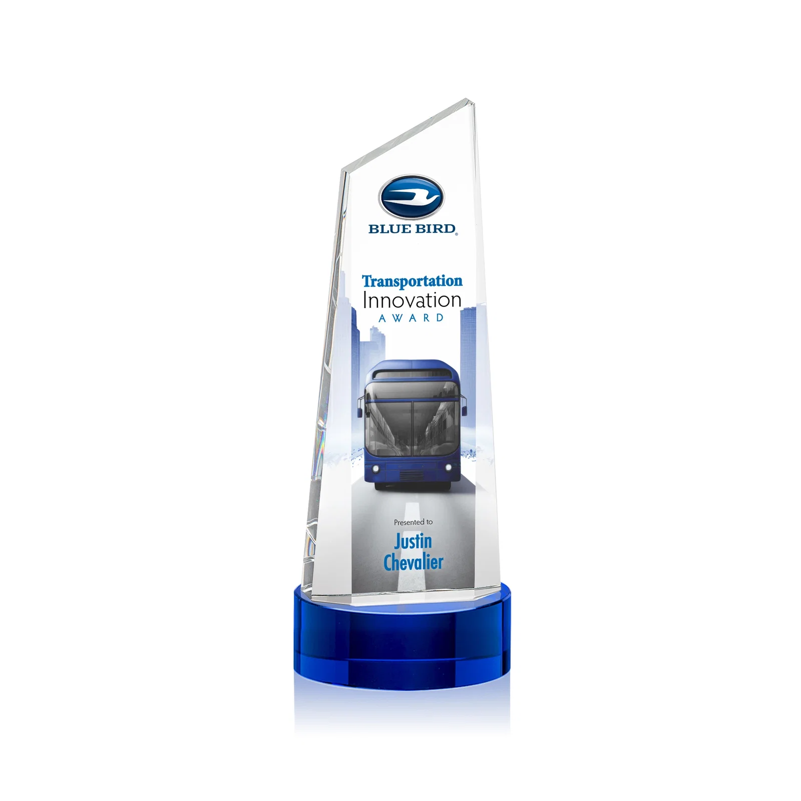 Promotional Optical Crystal Tower Award with Slanted Top for donor appreciation