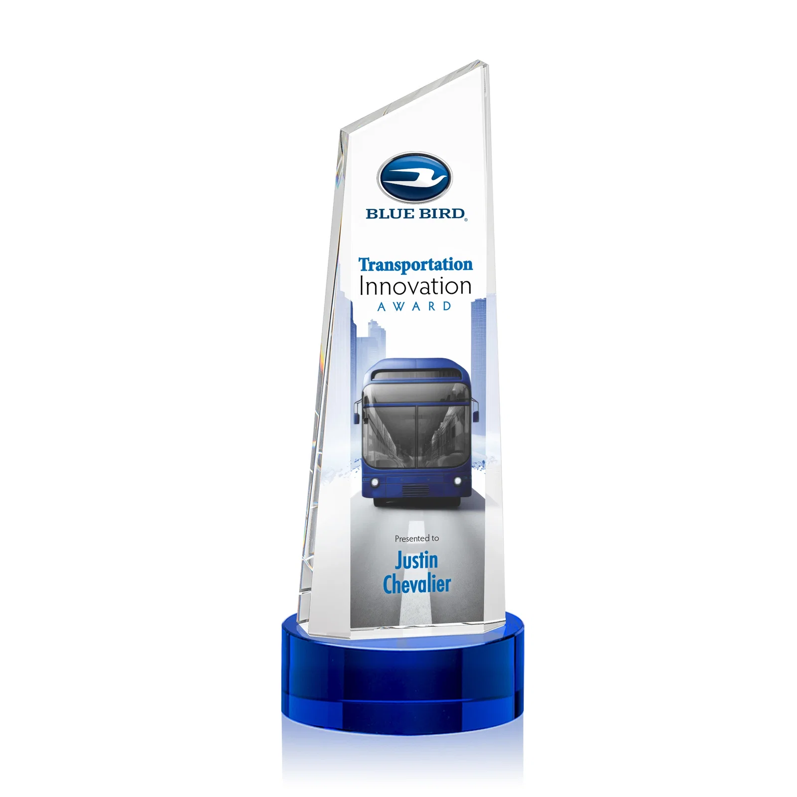 Promotional Optical Crystal Tower Award with Slanted Top for graduation ceremonies