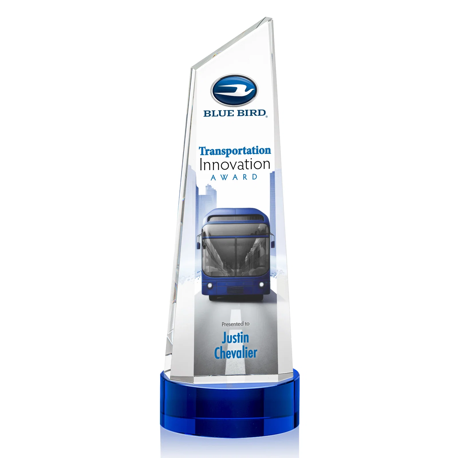 Promotional Optical Crystal Tower Award with Slanted Top for safety achievement programs