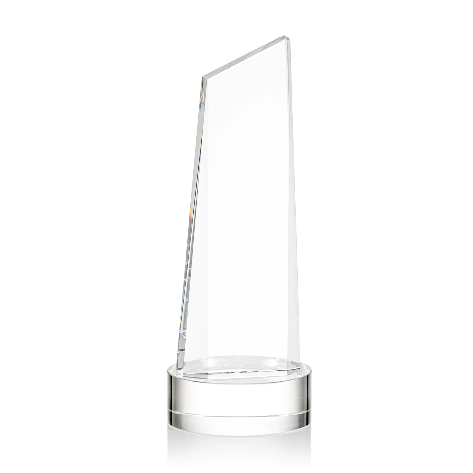 Promotional Optical Crystal Tower Award with Slanted Top for dealer and partner awards