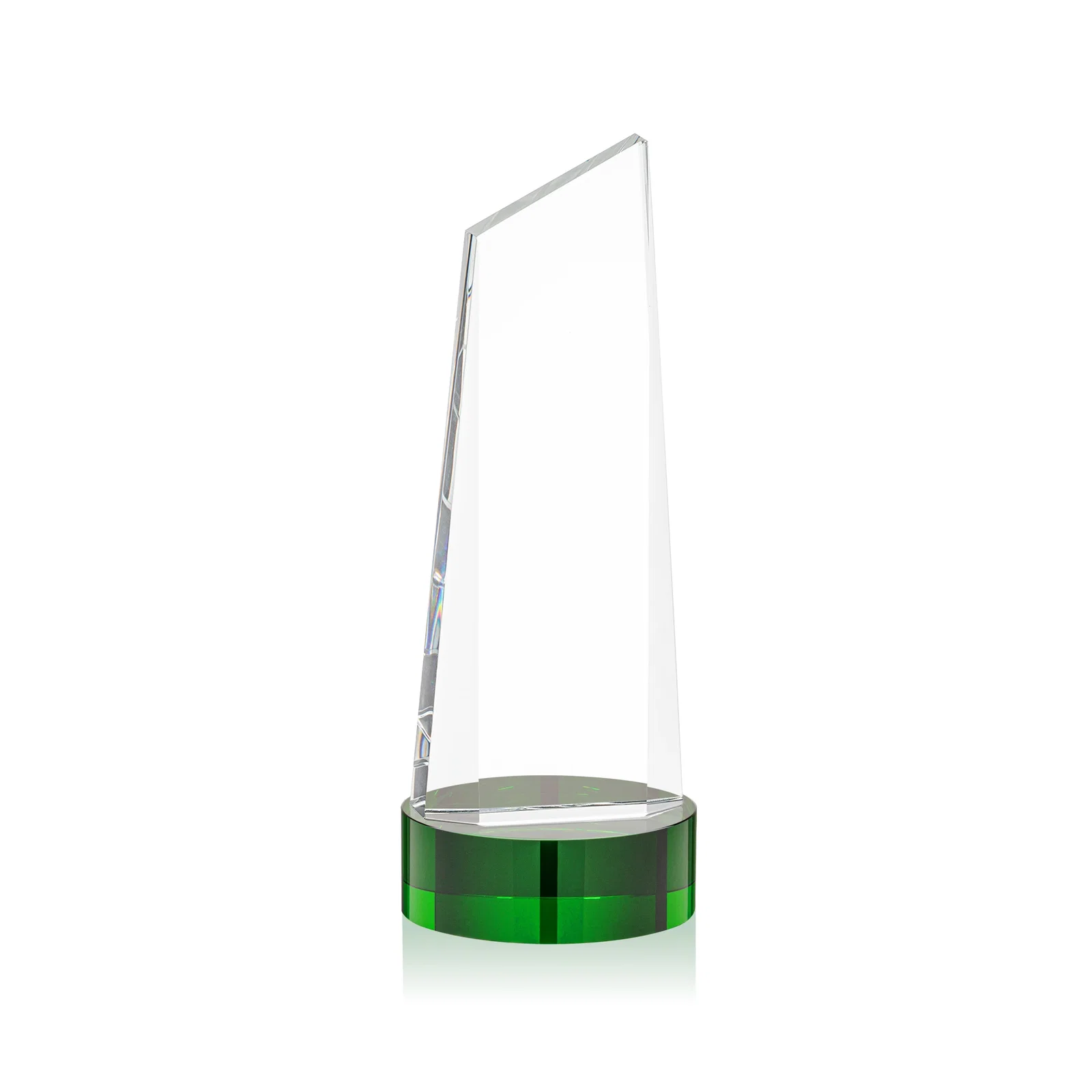 Branded Optical Crystal Tower Award with Slanted Top for employee recognition