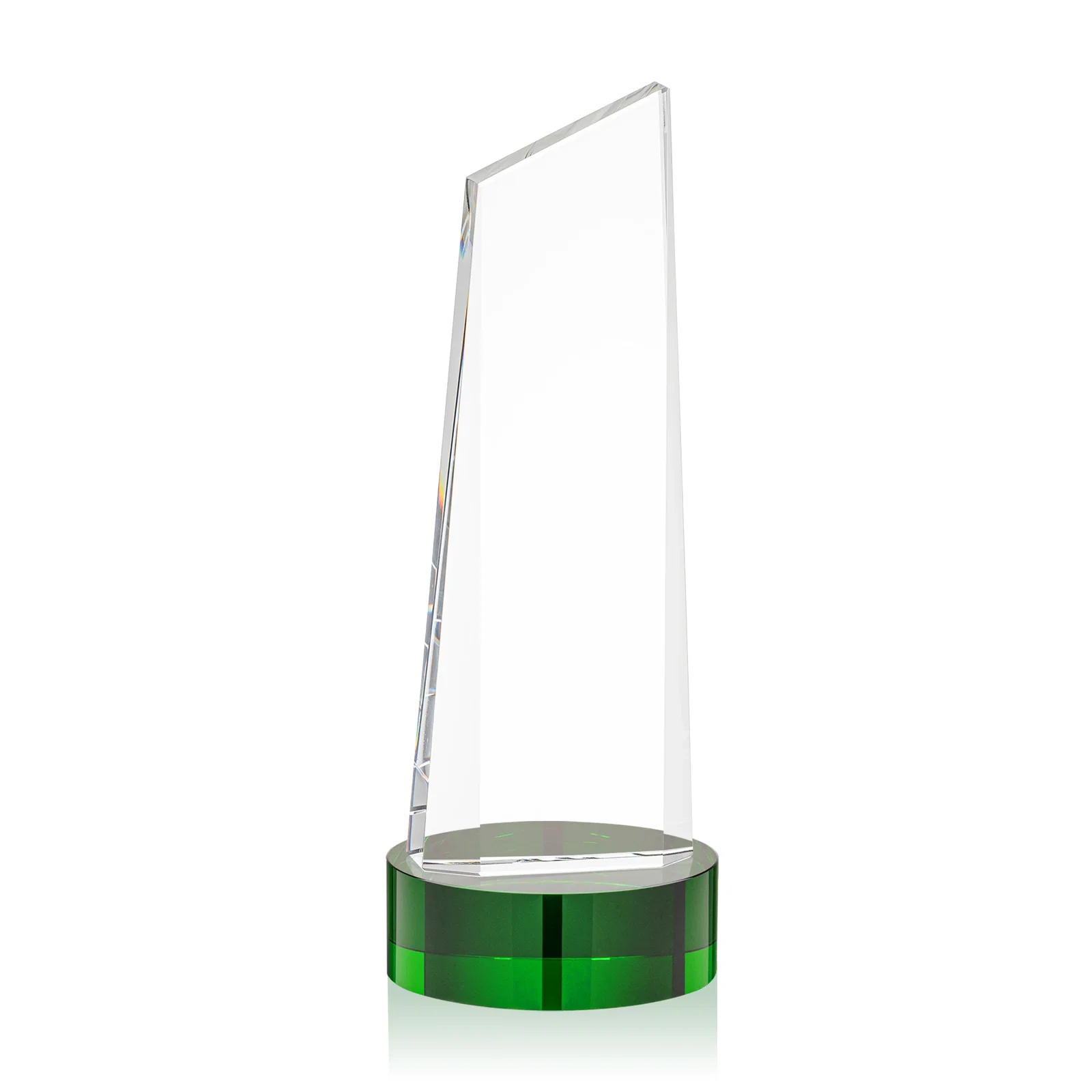 Branded Optical Crystal Tower Award with Slanted Top for corporate award ceremonies