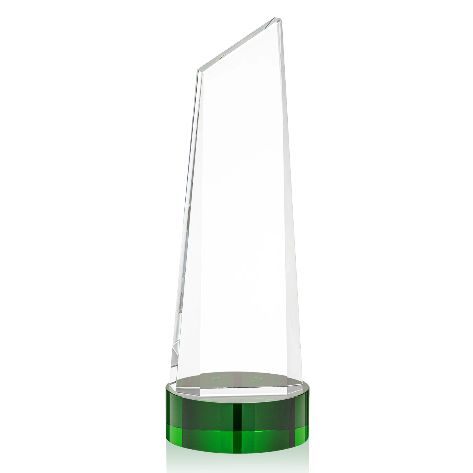 Branded Optical Crystal Tower Award with Slanted Top for service anniversary gifts