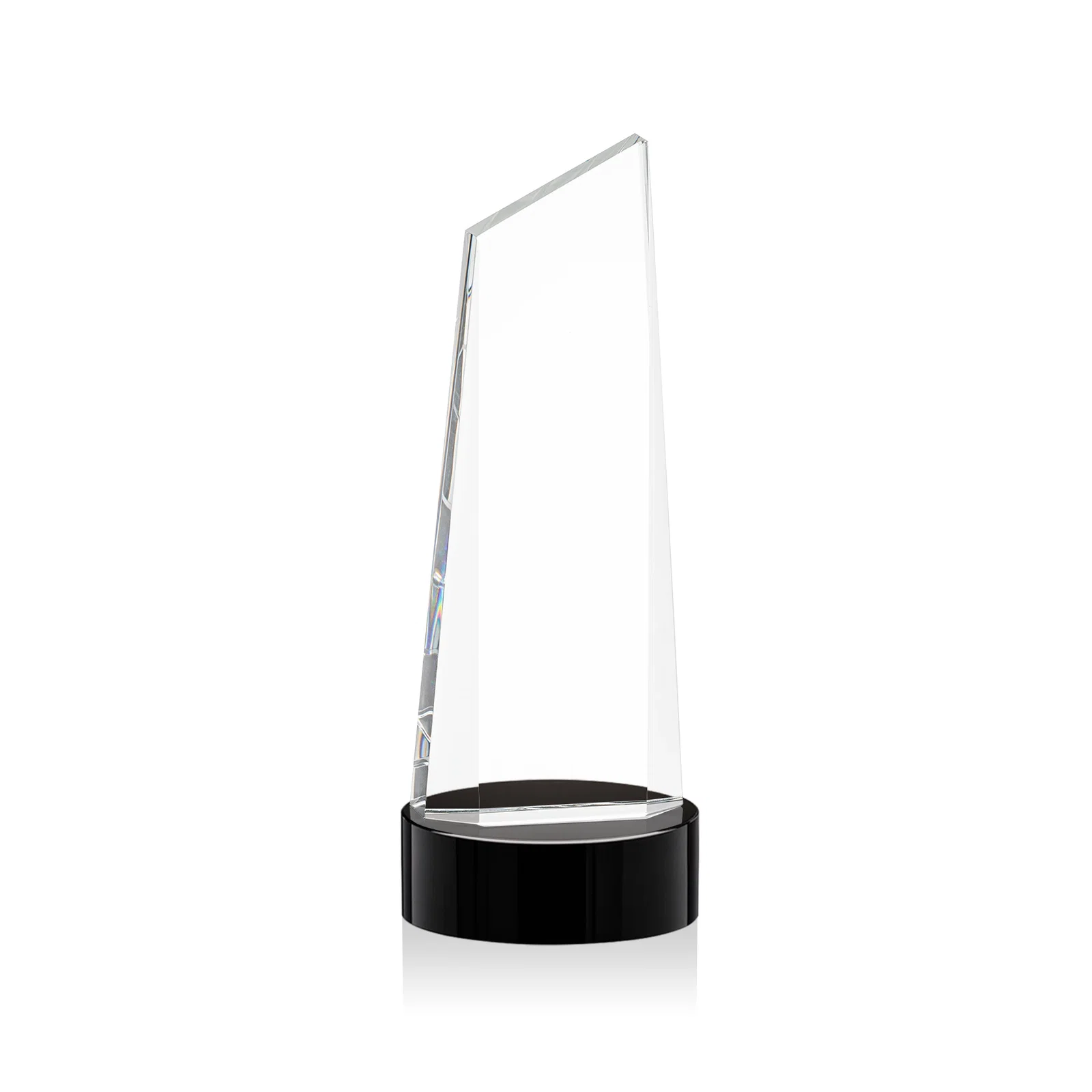 Branded Optical Crystal Tower Award with Slanted Top for sales achievement awards