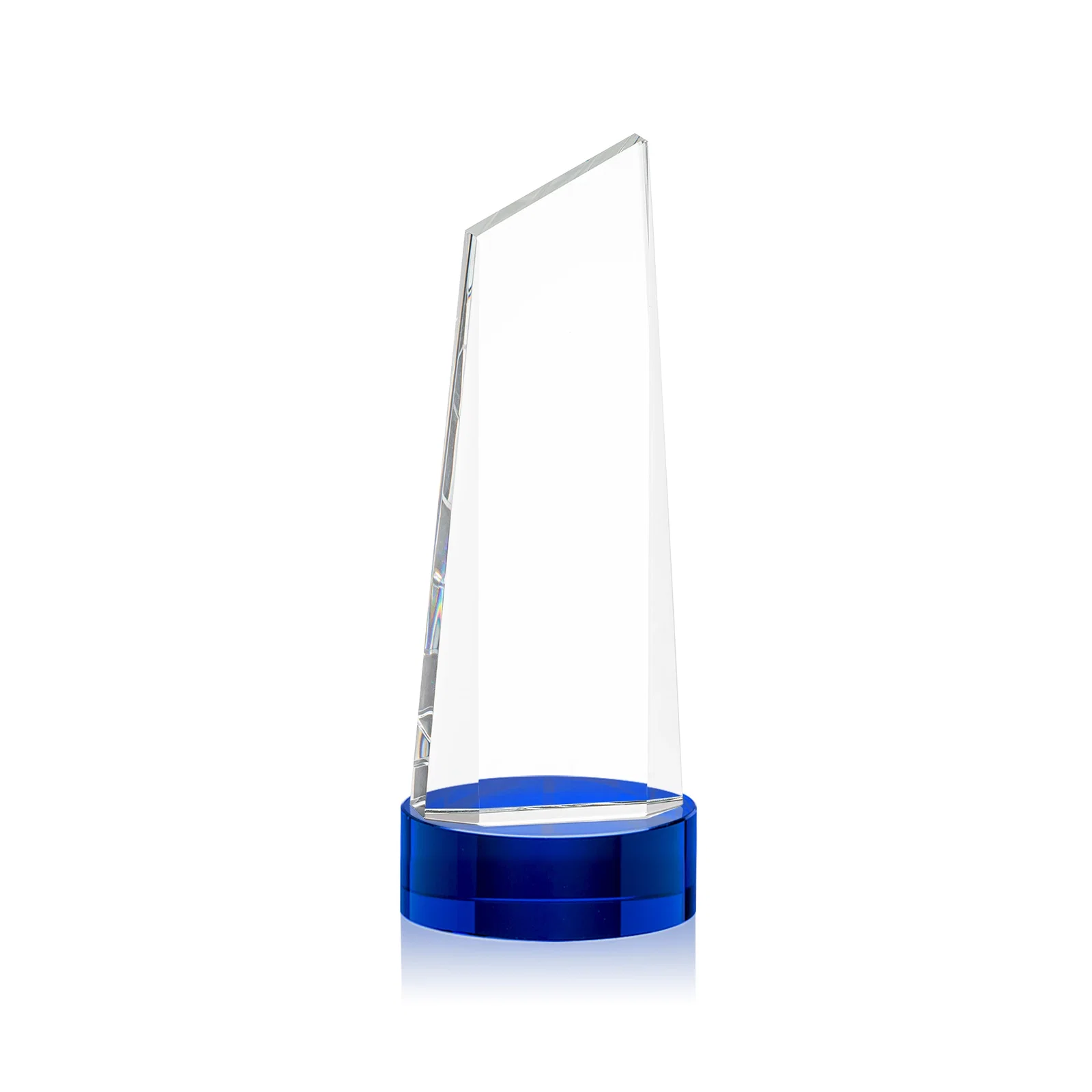 Branded Optical Crystal Tower Award with Slanted Top for donor appreciation
