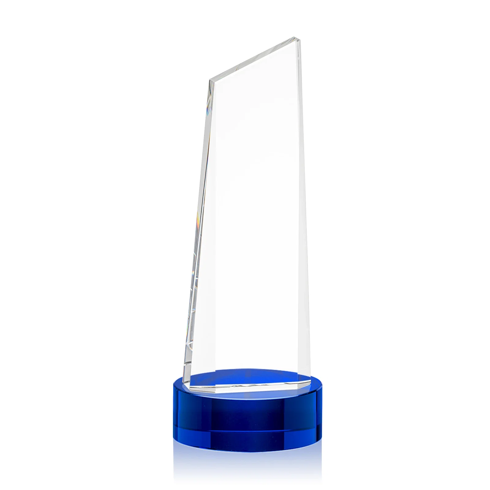 Branded Optical Crystal Tower Award with Slanted Top for graduation ceremonies