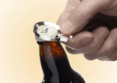 Branded Belt Loop Bottle Opener in use