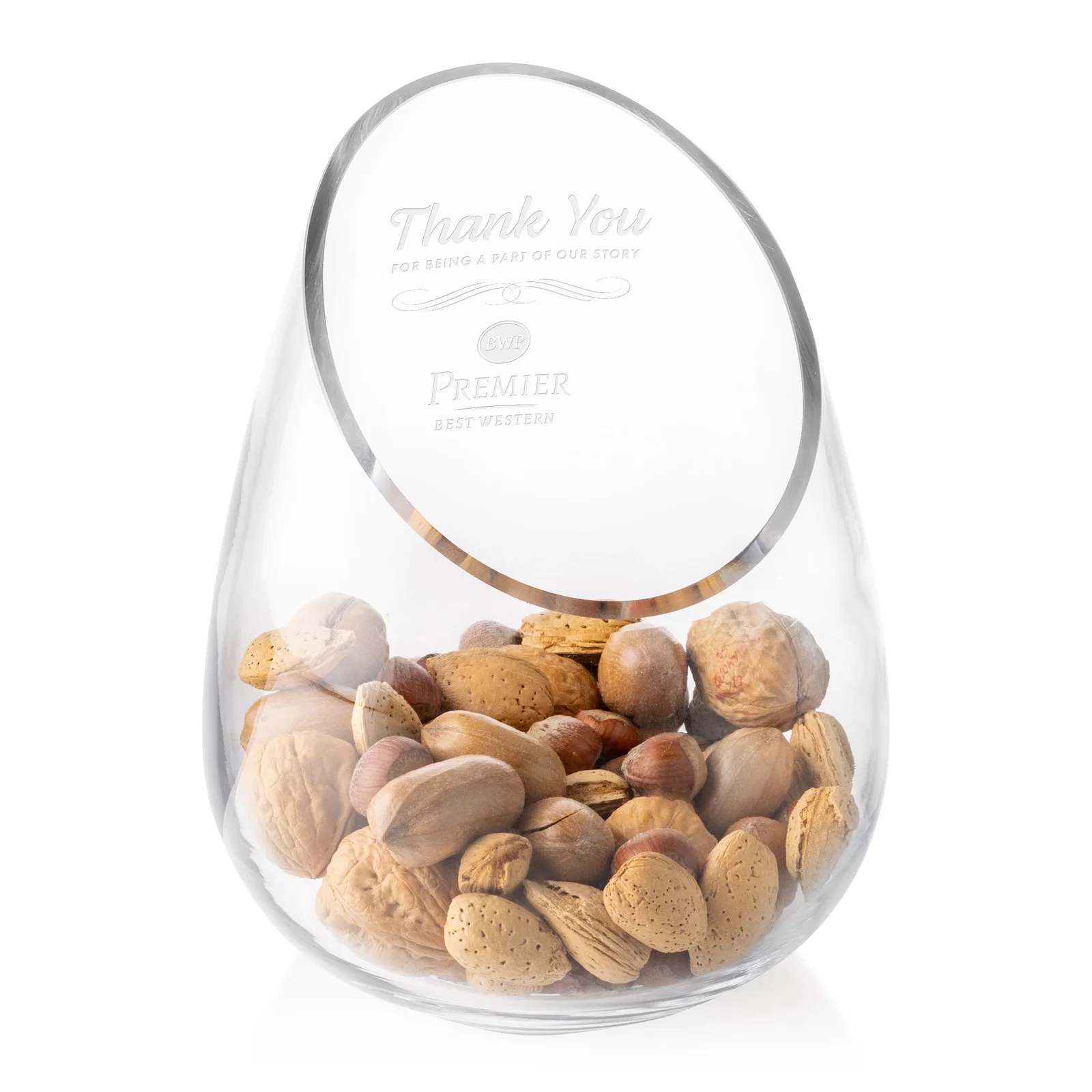 Custom Lead Free Crystalline Bowl with Tilted Rim for service anniversary gifts