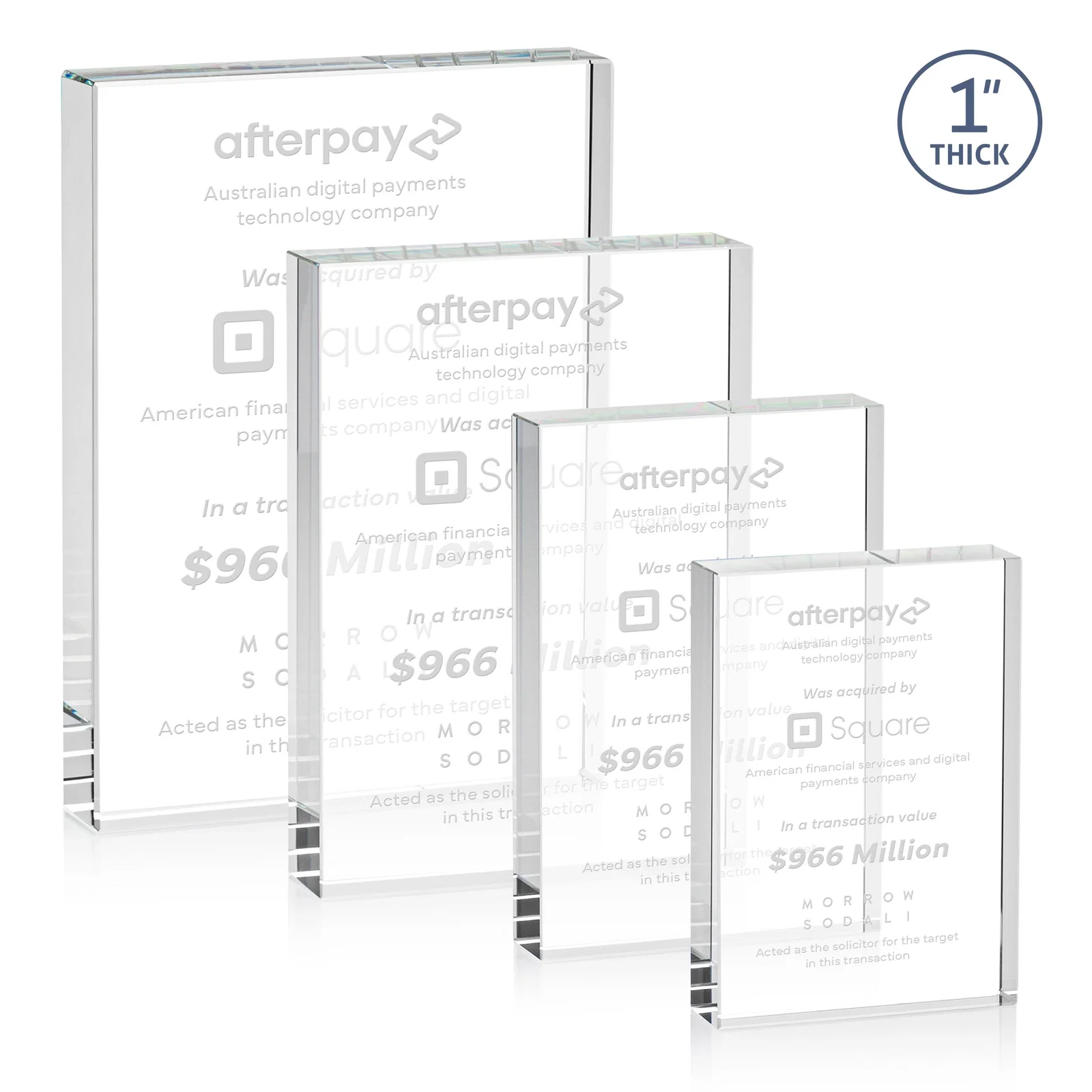 Custom Optical Crystal Rectangle Award for Vertical or Horizontal Display, awards for employee recognition