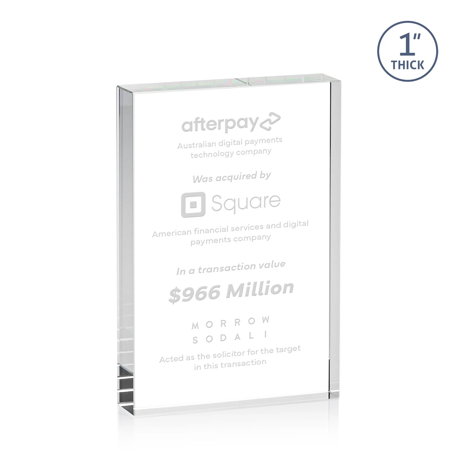 Custom Optical Crystal Rectangle Award for Vertical or Horizontal Display, awards for service anniversary gifts