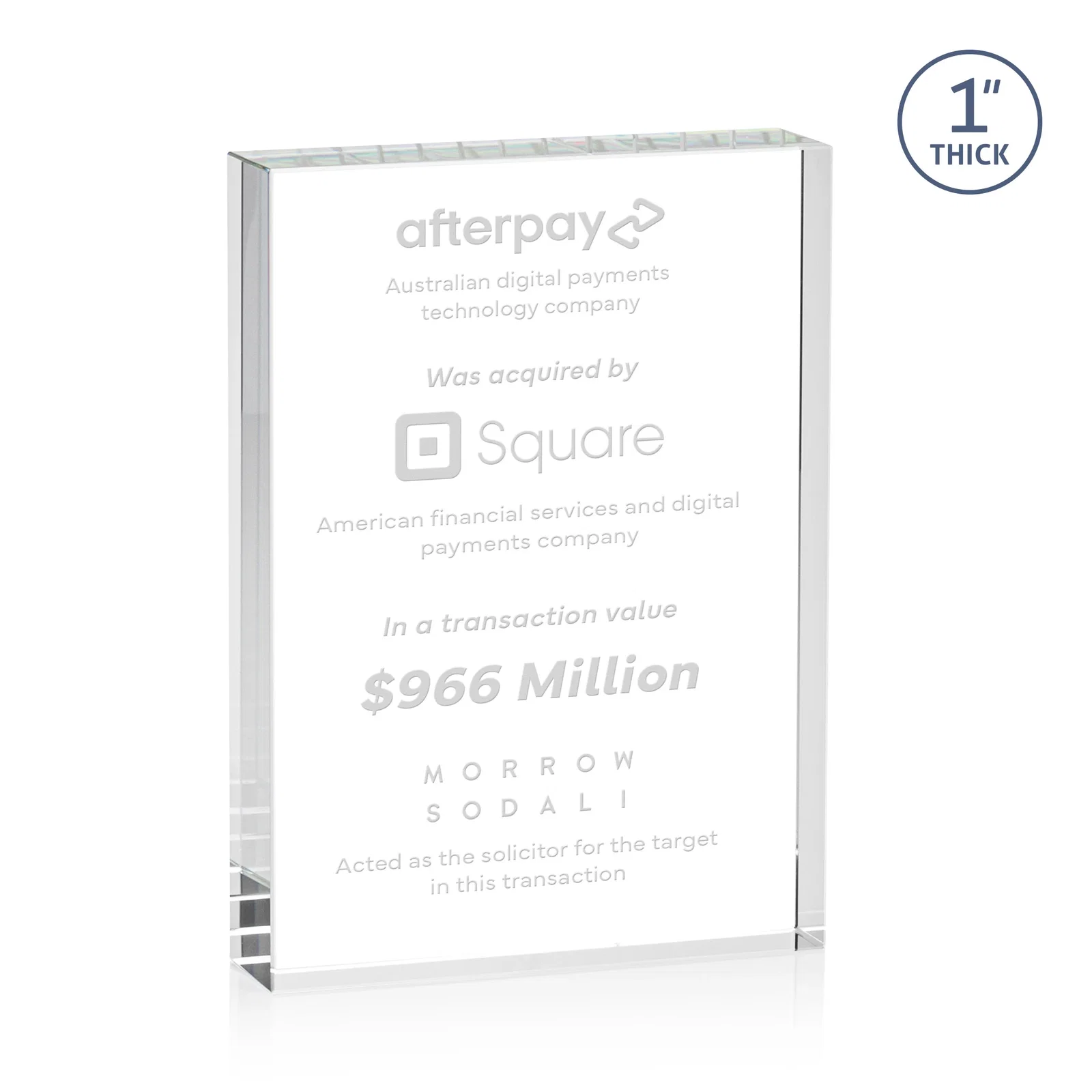 Custom Optical Crystal Rectangle Award for Vertical or Horizontal Display, awards for sales achievement awards