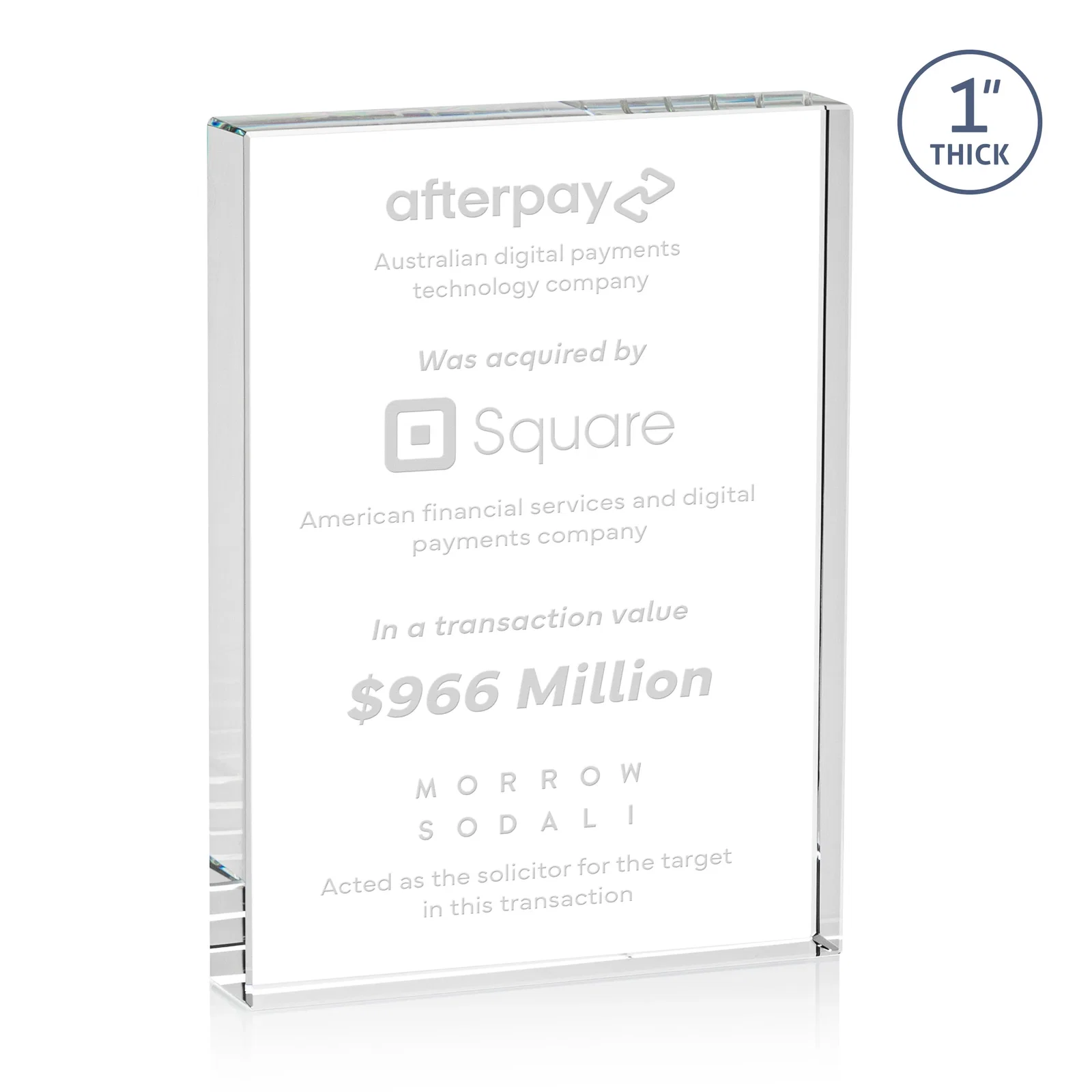 Custom Optical Crystal Rectangle Award for Vertical or Horizontal Display, awards for retirement presentations