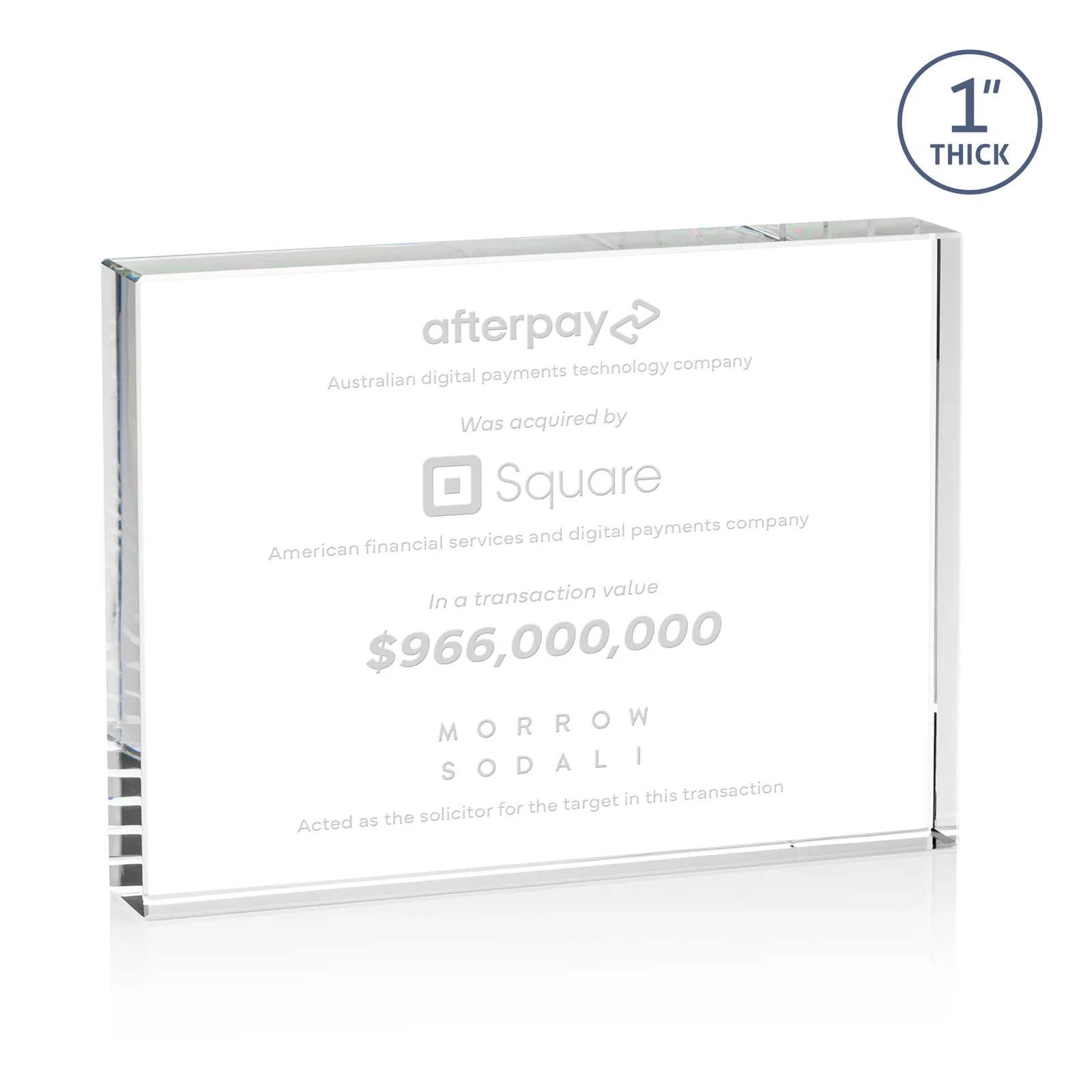 Custom Optical Crystal Rectangle Award for Vertical or Horizontal Display, awards for team milestone celebrations