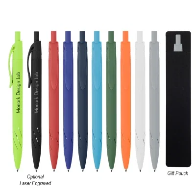 Custom recycled aluminum pen shown upright against a clean background