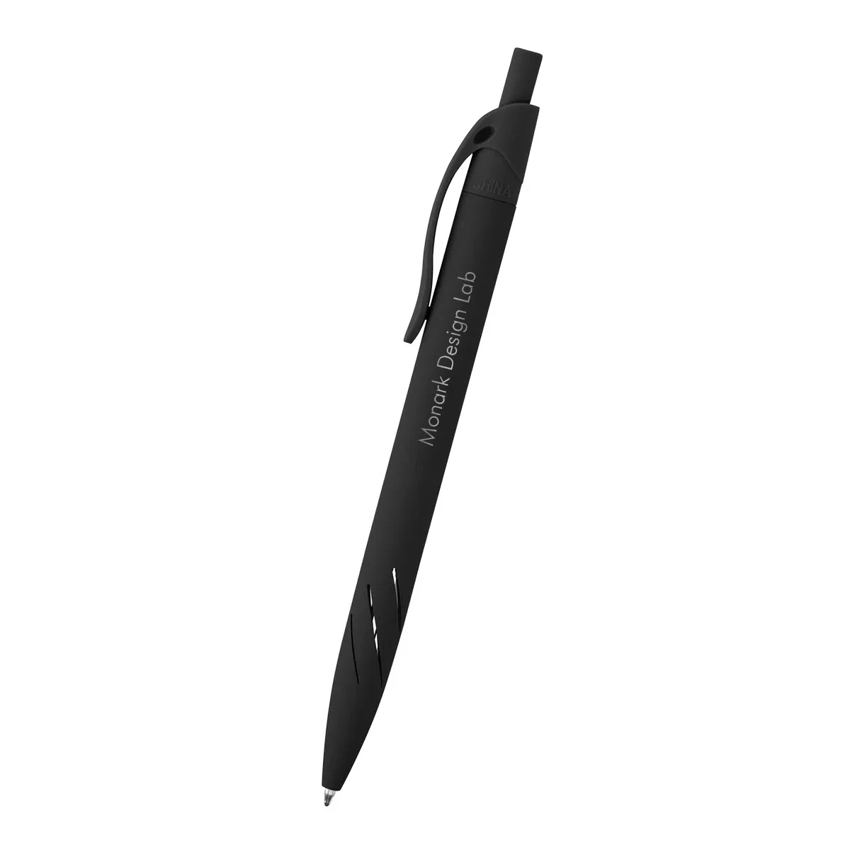 Three-quarter view of the recycled aluminum pen against a neutral backdrop