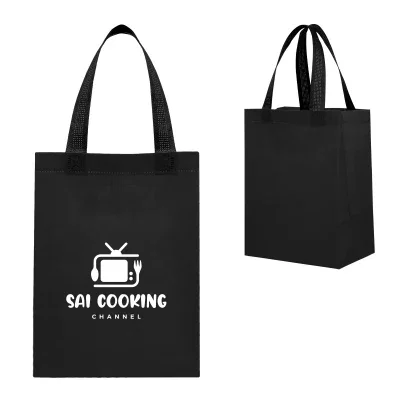 Recycled non-woven tote bag in black with matching handles