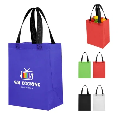 Red tote shown from the front with the handles upright
