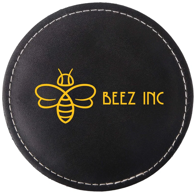 Benson Bonded Leather Round Coaster Single: Single