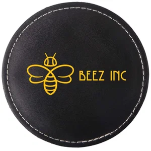 Benson Bonded Leather Round Coaster Single: Single