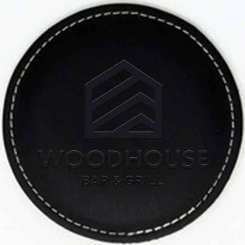 Benson Bonded Leather Round Coaster Single: Single — view 2