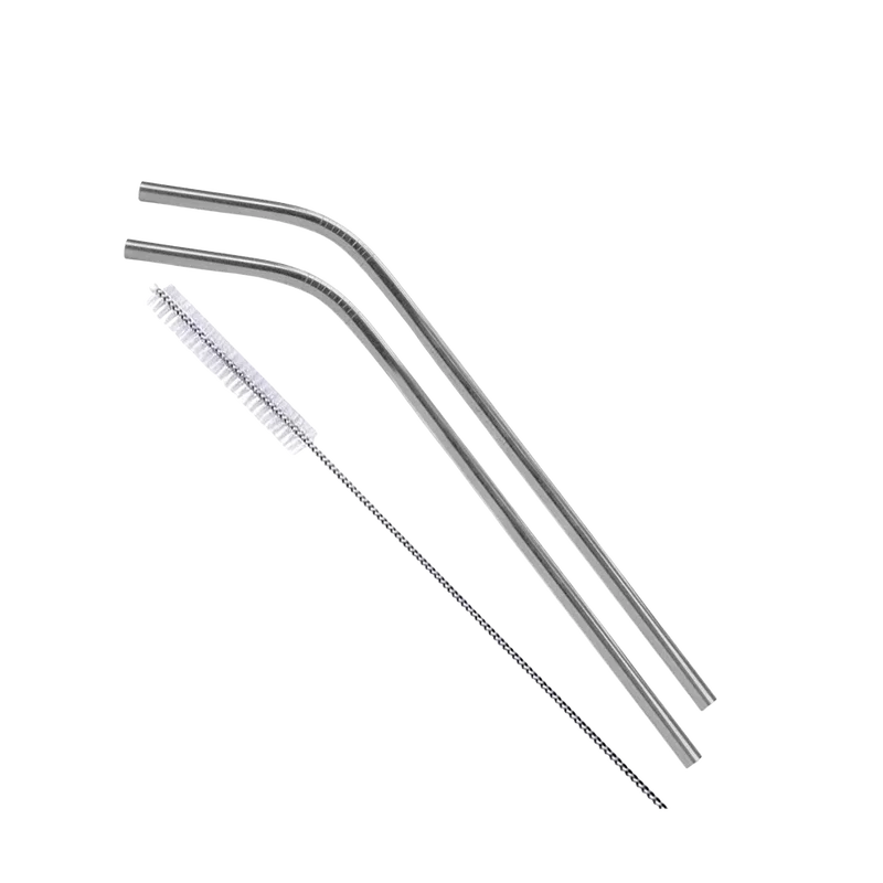 Bent Stainless Steel Straws: Set of 2 in Silver — view 2
