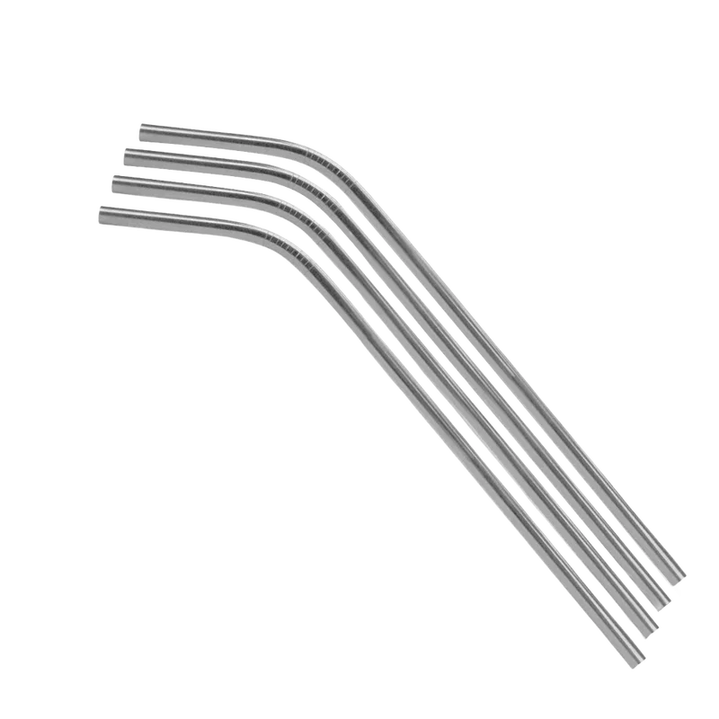Bent Stainless Steel Straws: Set of 4 in Silver — view 2