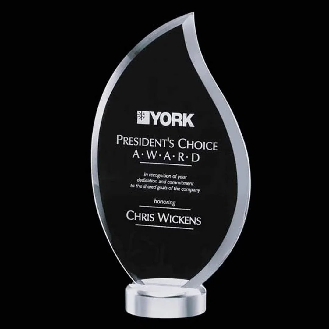 Custom Jade Flame Award With A Copper-Like Green Tone for team milestone celebrations