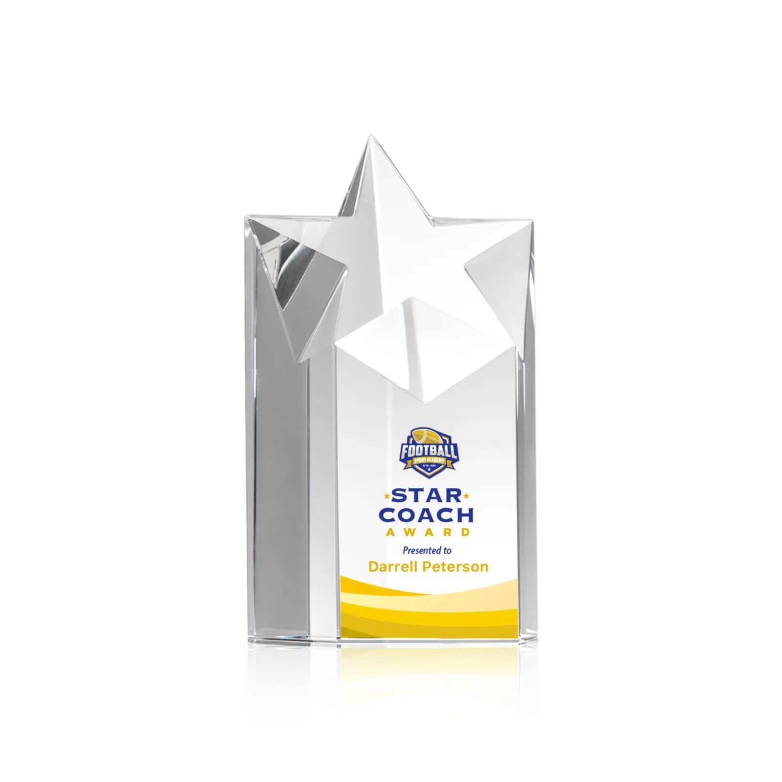 Custom Optical Crystal Star Pillar Award - Berkeley for dealer and partner awards