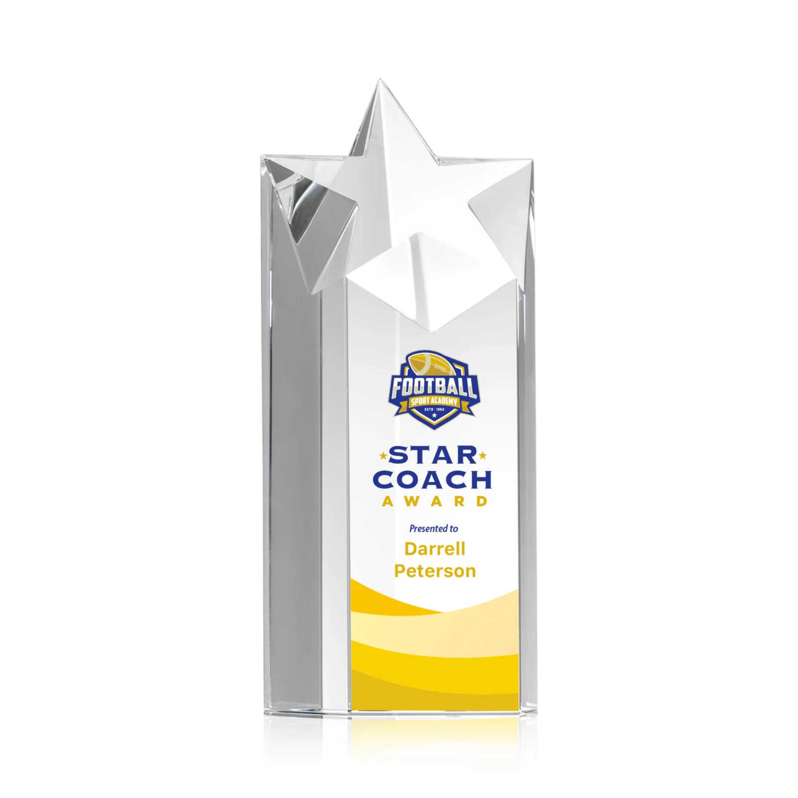 Personalized Optical Crystal Star Pillar Award - Berkeley for employee recognition