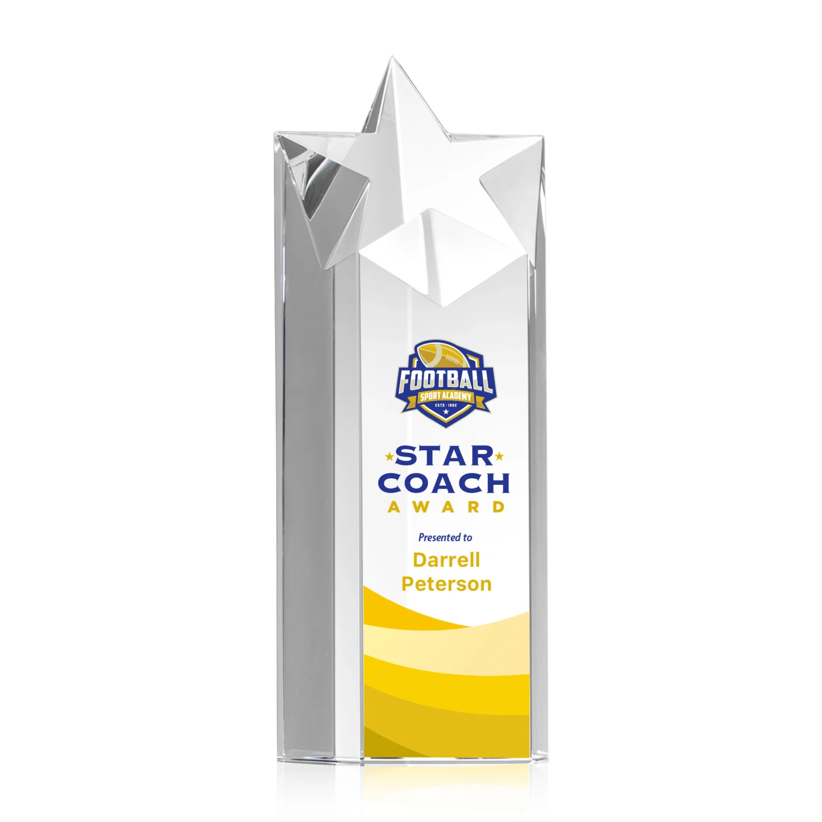 Personalized Optical Crystal Star Pillar Award - Berkeley for corporate award ceremonies