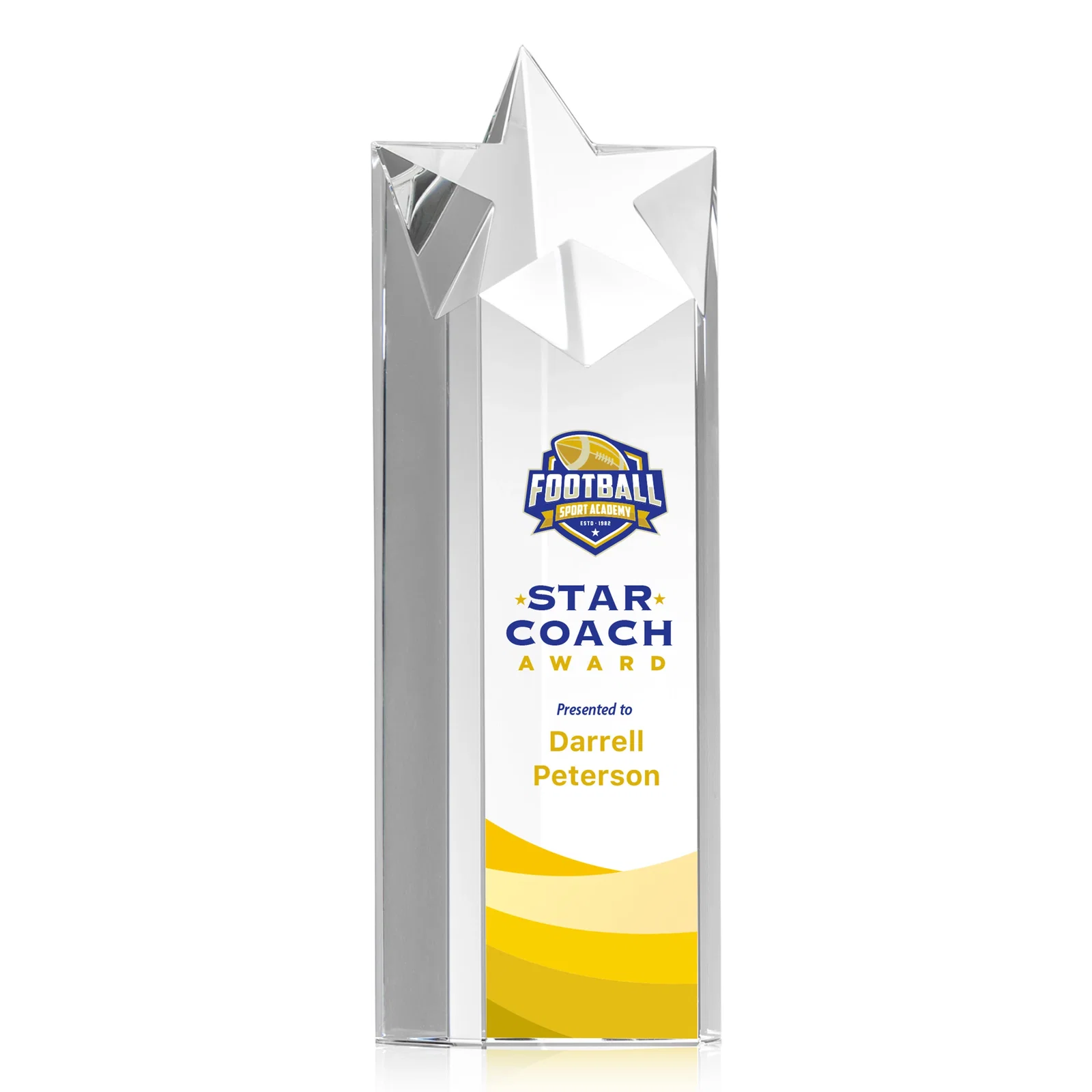 Personalized Optical Crystal Star Pillar Award - Berkeley for service anniversary gifts