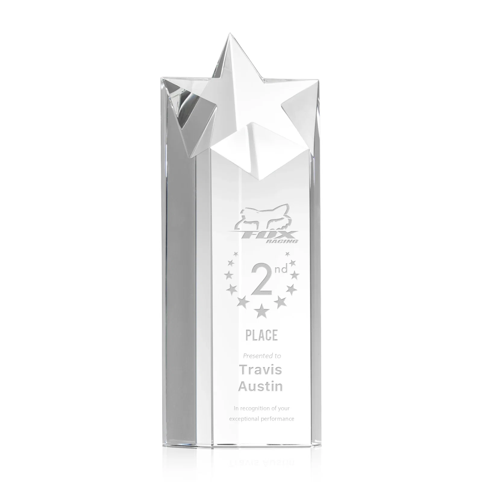 Custom Optical Crystal Star Pillar Award - Berkeley for team milestone celebrations
